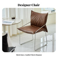 Light Luxury Design Upholstered Lounge Chair Minimalist Frame Cushioned Sled Chair Comfortable Backrest Dining Seat Versatile Placement for Office Workers, Homeowners, Interior Decorators, Home, Living Room, Reception Area, Bedroom