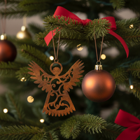 Metal Angel and Christmas Ball Silhouette Wall Decor for Indoor/Outdoor