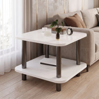 Minimalist Two-Tier Side Table Modern Square Side Table Simple Nightstand Sleek for Bedroom