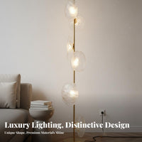 Designer Design Artistic Glass Floor Lamp Minimalist Design Persimmon Glass Floor Lamp Sturdy Metal Base Indoor Lighting for Interior Designers, Professionals, Living Room, Bedroom, Villa, Office