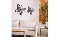 Metal Lepidoptera Wall Art Rust Resistant Butterfly Floral Wall Decor Nature Themed Black Metal Floral Piece Hanging
