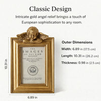 Photo Frame with Baroque Angel Relief Design, Decorative Resin Picture for Family Home Decor for Wall or Tabletop Display