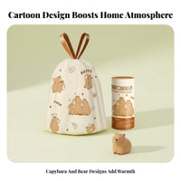 50 Pieces Leak-Proof Capybara Print Trash Liners Thickened Material Portable Cleaning Bags Tear Resistant for Car Owners, Dorm Room, Bedroom