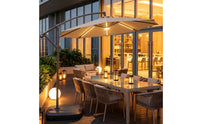 UPF50plus Cantilever Umbrella with Light Wheeled Offset Umbrella with Weighted Base Water-Repellent Heavy Duty for Restaurant Owners, Garden