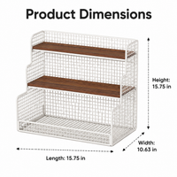 3 Tier Wood Book Shelf, Desktop Iron Bookcase, Iron and Wood Storage Shelves, Standing Shelving Unit for Office