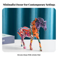 Nordic Design Water Transfer Print Horse Modern Decor Running Horse Statue Original Design for Living Room, Desktop, Bookshelf