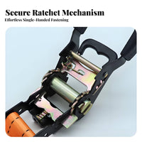 Ratchet Fastening Strap 4400-Pound Strength Breaking Strength Double Hook Cargo Non-Slip Grip Coated Handle Transporting Equipment for Movers