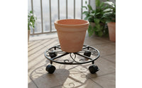 Rolling Plant Stand Wheeled Metal Pot Trolley Floor Protection Home Decor for Indoor