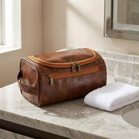 Front Zipper Pocket Barrel Toiletry Bag PU Leather Cosmetic Bag Glossy Finish Travel Cosmetics Case