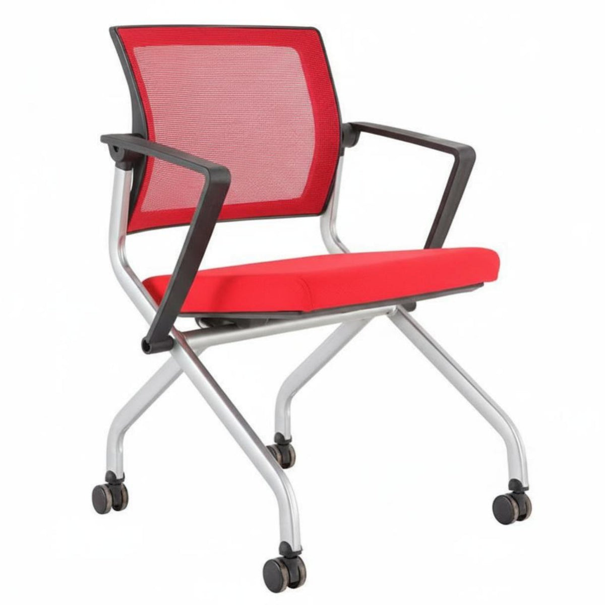Foldable Upholstered Folding Chair With Armrests Upholstered Folding Armchair Space-Saving Conference Seat Comfortable for Office Workers, Business Owners, Training Room, Meetings, Lecture Hall, School