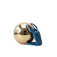Sculpture with Gold Sphere Modern Decorative Ornament Reflective for Homeowners
