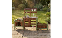 Wooden Outdoor-Pretend Kitchen Storage Space Pretend Cooking Playset Round Knobs Infant Toy