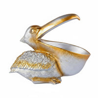 Seabird Resin Figurine Double Use Seabird Key Dish Gaping Beak Design Animal Statue Bowl for Entryway, Desk