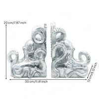 Ocean-Themed Squid Bookends Nautical Bookends with Tentacles Decorative Book Holders Sculptural for Living Room