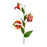Lifelike Artificial Gloriosa Realistic Gloriosa Lily Stem Slender Fake Flower with Buds Bendable for Florists, Home Decor
