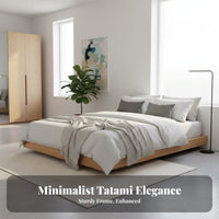 Japanese Design Foundation Bed Breathable Design Japanese Floor Bed Frame Sturdy Construction Mattress Foundation for Simplicity Lovers, Tatami Room