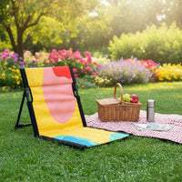 Folding Beach Chair Foldable Portable Ground Seat with Back Support Outdoor Furniture for Camping, Picnic