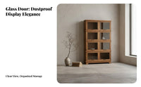 Japanese rustic aesthetic Styling Rustic Glass-Door Cupboard Vintage Design Glass Door Sideboard particle-resistantshielded Storage Cabinet Sturdy Construction for Interior Decorators, homeowners, Renters, Entryway, Dining Room, Hallway, Kitchen