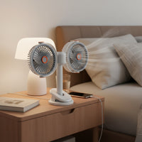 Two-Head Fan Adjustable Double-Head Cooling zoneSaving for Students, Dorm Room, Bedside Table