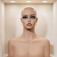 Female Mannequin Head with Shoulders Realistic Wig Display Stand Authentic for Cosmetologists, Retail Stores