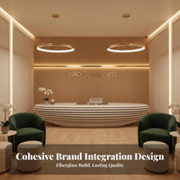 Fiberglass Reception Desk Hand-Polished High-Gloss Coating Ed Finish Front Desk Glossy White Checkout Counter for Retailers, Receptionists