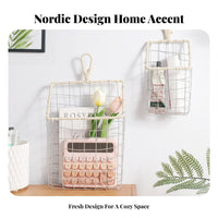 Hanging Wire Basket Nordic Design Wire Wall Basket Sturdy Construction Wire Mesh Hanging Holder for Homeowners, Students, Kitchen, Washroom