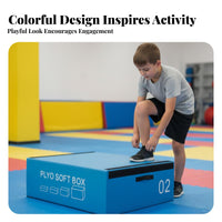 4 Pieces Stackable Design 4-Level Foam leap Trainer Adjustable Height Triple-function Foam leap Box Non-Slip Base Training Steps Easy to Clean for Gymnastics Coaches, Beginners, School, HIIT exercises, Home, Playroom