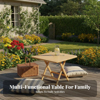 Space Saving Solid Fir Wood Table Multi-Purpose Wooden Folding Table Multifunctional Collapsible Study Desk Installation-No-Assembly for Apartment Dwellers, Distant Workers, Home Office, Living Room, Balcony, Outdoor