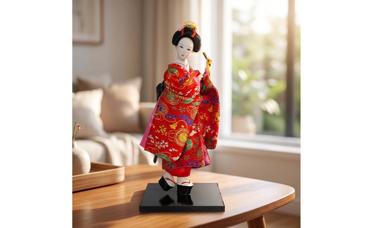Japanese Geisha Kimono-clads Doll Collectible Japanese Geisha Doll Decorative for Collectors, Tabletop, Shelf, Living Room