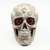Sculpted Skull Gothic Skull with Red Eyes Realistic Decor Handmade for Desk