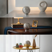 Spherical Jar with Lid Silver Aluminum Storage Jar Reflective Canister for Vanity