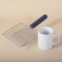 Metal Scooper with Wood Handle, Large Stainless Steel Litter Scooper for Fast Sifting, 33*15.5cm Steel Cat Litter Sifter for Efficient Cleaning