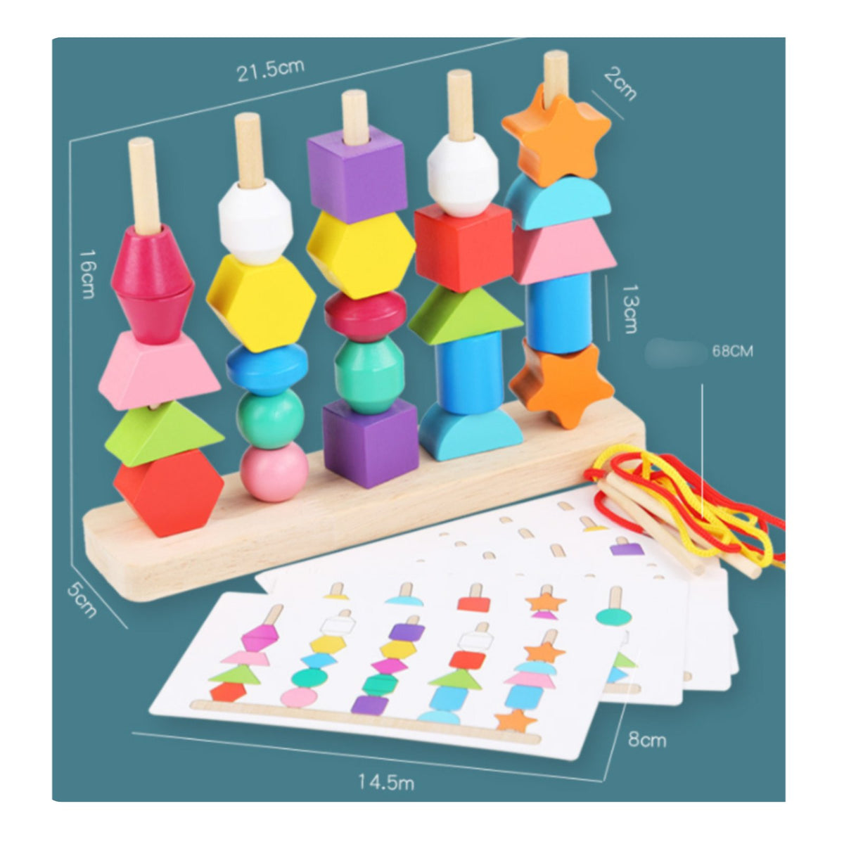 Educational Stacking and Lacing Beads Set Fine Movement Skills Development Lacing Beads Toy Set Hand-Eye Coordination for Preschoolers