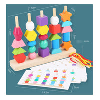 Educational Stacking and Lacing Beads Set Fine Movement Skills Development Lacing Beads Toy Set Hand-Eye Coordination for Preschoolers