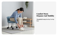 Quiet Casters Low Caster Stool with Backrest 360-Degree Swivel Wheels Rolling Chair with Back Support Comfortable Cushion Household Furniture Ergonomic Design for Beauticians, Technicians, Living Room, Entryway, Beauty Salon, Workshop