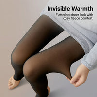 Fleece Lined Thermal Leggings for Women with Fake See-Through Design for Cold Weather, Tights with Insulated Inner Layer