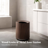 Household Storage Decorative Cylindrical Wood Grain Trash Woodgrain-finishGrain Trash Bin
