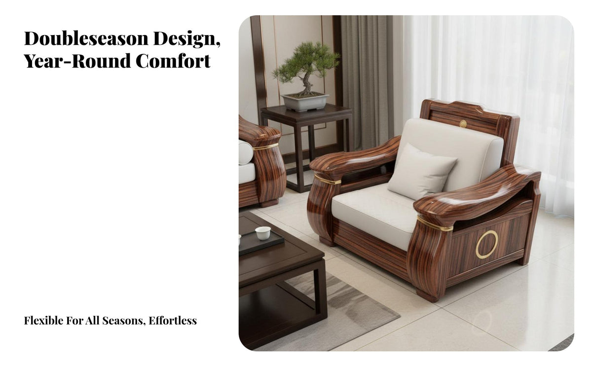 Wooden Couch Set with Storage New Chinese Style Modular Storage Sofa Solid Wood Construction Living Room Furniture for Villa, Lounge Area, Home Office
