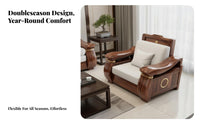 Wooden Couch Set with Storage New Chinese Style Modular Storage Sofa Solid Wood Construction Living Room Furniture for Villa, Lounge Area, Home Office