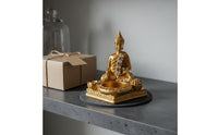 Intricate Details Buddha Tealight Holder Jeweled Accents Meditating Buddha Figurine Spiritual Decor Tabletop Statue Artisanal Look for Buddhists, Meditation Practitioners, Mindfulness Practice Enthusiasts, Living Room, Office, Entryway
