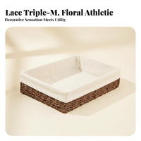 adaptable Woven Basket Set Handwoven Rectangular Woven Basket Decorative Household Storage long-lasting Construction for Parents, Decor lovers, Homeowners, Living Room, Desktop, Nursery, Bedroom