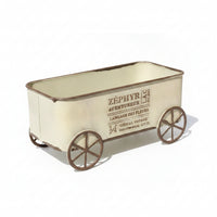Distressed Tabletop Cart Planter Decorative Metal Cart Planter Old-Fashioned Plant Holder Multi-Purpose for Decorators