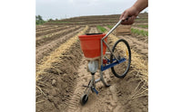 Metal Frame and Fertilizer Planter Plastic Hopper Hand Push Seeder Wheeled Hand-Pushed Spreader Long Handle