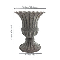 Vintage Metal Vase with Scalloped Rim Tabletop Vase with Pedestal Base Elegant Flower Holder Versatile for Wedding Planners, Florists, Table Decoration, Banquets