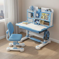 Sturdy Construction Kids Desk and Chair Set Rounded Corners Height Adjustable Student Desk Widened Desktop Height Adjustable Study Table Easy to Assemble for Homeschooling
