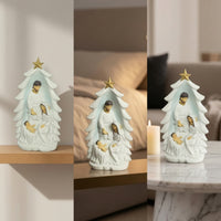 Family Figurine with Tree Compact Family of 3 Figurines Lightweight Sculptures for Mantel