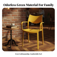 Space-Saving Stackable Molded Armchair Sturdy Construction Dining Chair Ergonomic Backrest Household Seating Easy Assembly for Families, Homeowners, Kitchen, Small Apartment, Living Room, Balcony