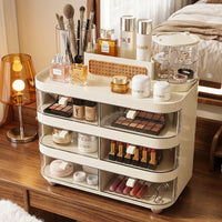Desktop Storage Rack with Drawers, Transparent PET, 4 Layers
