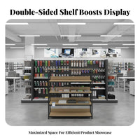 Heavy Duty Double-Sided Gondola Shelf High Load Capacity Double-Sided Gondola Shelving Stable Steel Frame Supermarket Display Shelf Reinforced Shelves for Retailers, Business Owners, Cosmetics Shop, Pharmacy