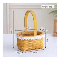 Oval Small Basket with Handle Woven Flower Basket Natural Cute for Florists, Crafters, Weddings, Home Decor, Picnics